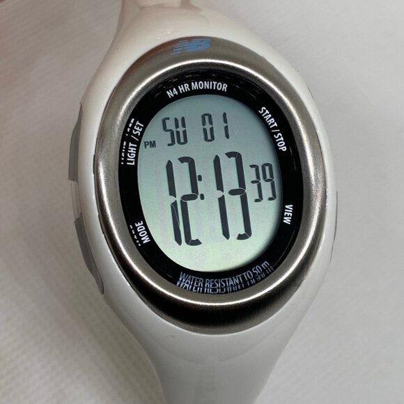 New Balance N4 Quartz Digital Unisex Watch white tone 35mm 50MWR  running - Picture 2 of 7